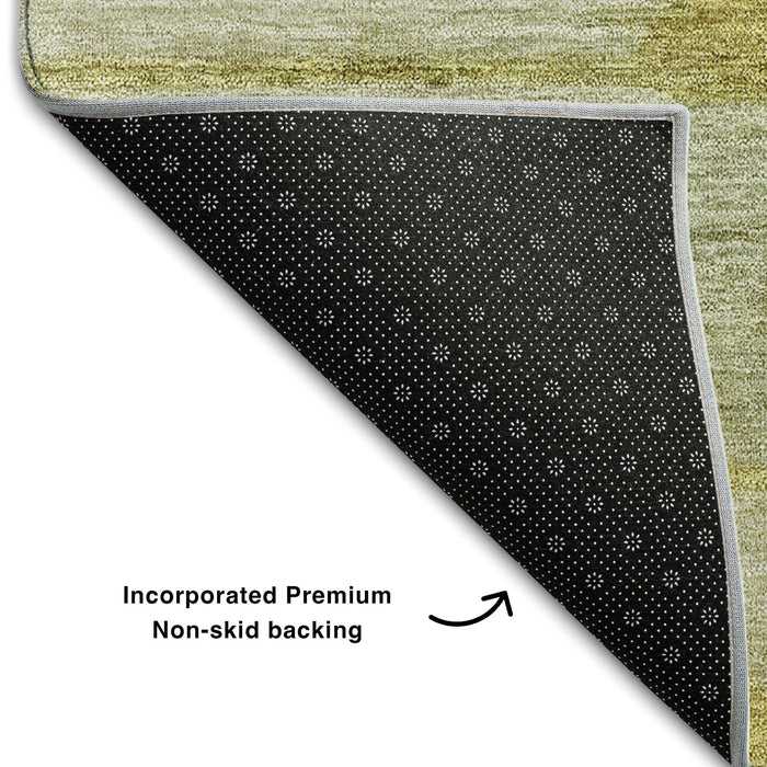 10' X 14' Floral Washable Area Rug With UV Protection (657323) - Sage / Gold / Ivory