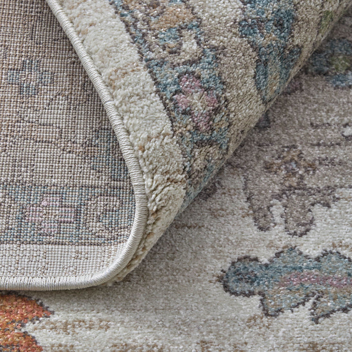8' X 10' Floral Distressed Area Rug - Ivory