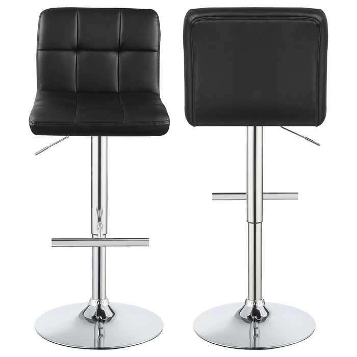 Lenny Tufted Adjustable Faux Leather Bar Stool Black (Set of 2)