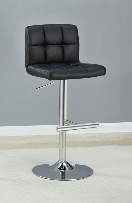 Lenny Tufted Adjustable Leatherette Bar Stool Black (Set of 2)