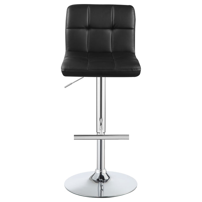 Lenny Tufted Adjustable Leatherette Bar Stool Black (Set of 2)
