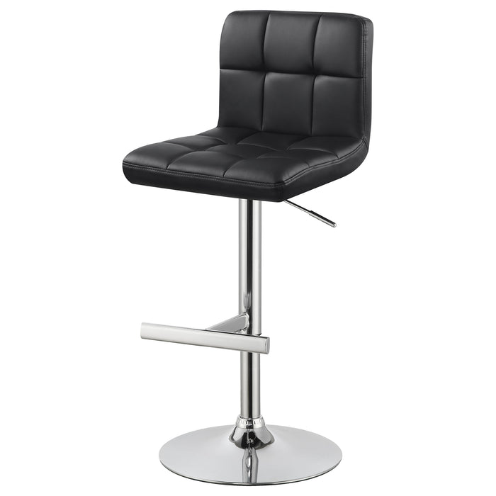 Lenny Tufted Adjustable Leatherette Bar Stool Black (Set of 2)