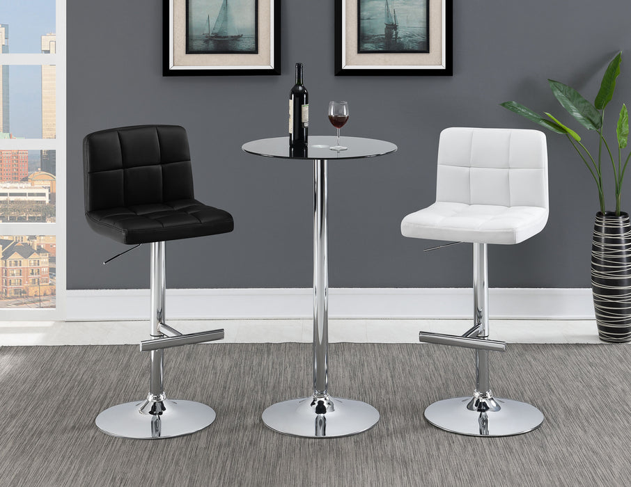 Lenny Tufted Adjustable Leatherette Bar Stool Black (Set of 2)