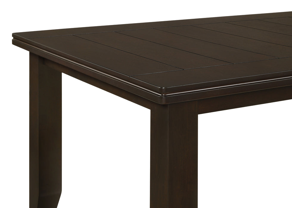 CoasterEveryday Dalila 5-piece rectangular dining table set in cappuccino finish with matching chairs and table centerpiece.