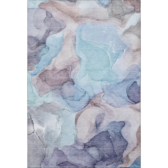 9' X 12' Transitional Abstract Washable Area Rug With UV Protection - Navy Blue