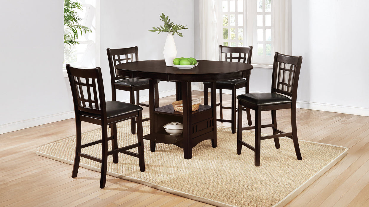 Lavon 5-piece Oval Counter Height Extension Dining Set Espresso