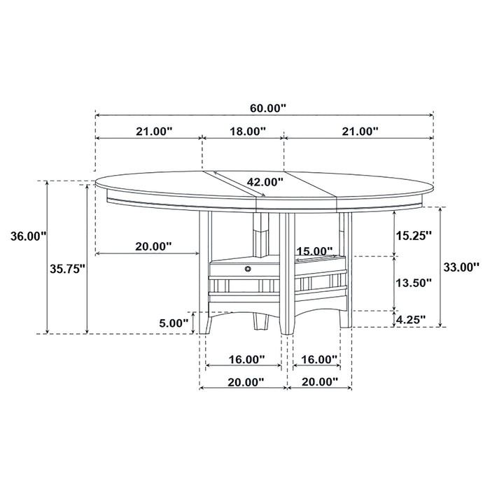 Lavon Oval 60-inch Counter Height Extension Dining Table Espresso