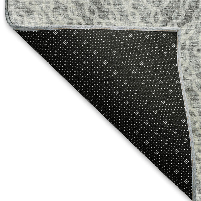 10' X 14' Geometric Washable Area Rug With UV Protection - Ash Gray And Charcoal