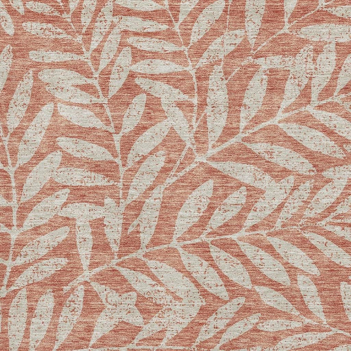 10' X 14' Floral Washable Area Rug With UV Protection (671492) - Salmon / Beige