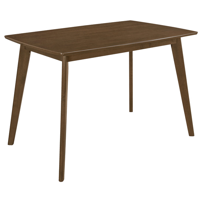 CoasterEssence Kersey 5-piece rectangular dining table set with chestnut finish, includes table and matching chairs, stylish furniture set
