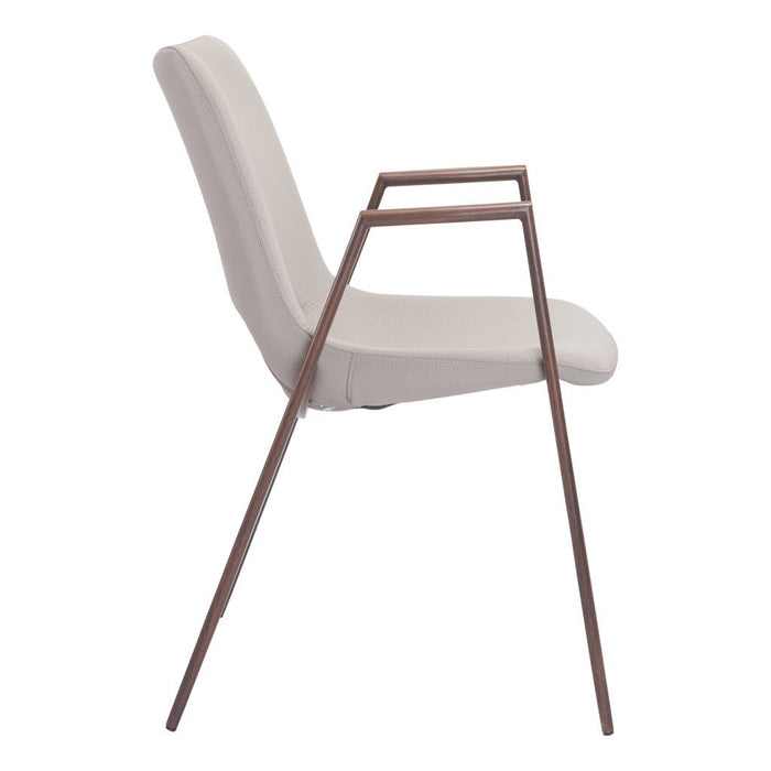 Upholstered Faux Leather Dining Arm Chairs (Set of 2) - Beige
