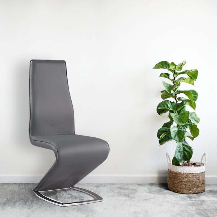 Chintaly SCARLETTE-DT-WHT Contemporary Dining Set w/ Extendable Ceramic Top Table & Z-shaped Chairs