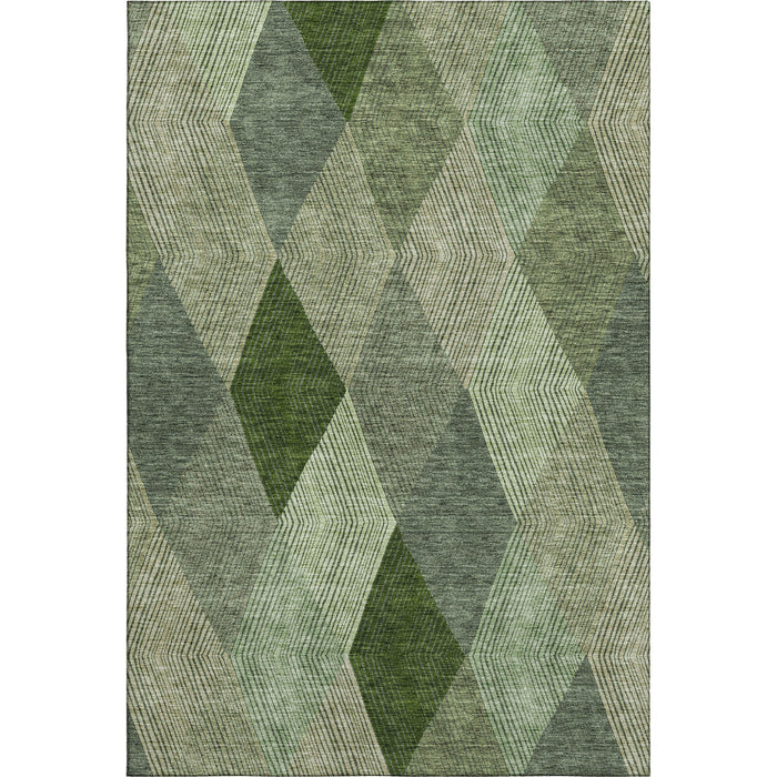 10' X 14' Geometric Washable Area Rug With UV Protection (676188) - Green / Gray / Sage