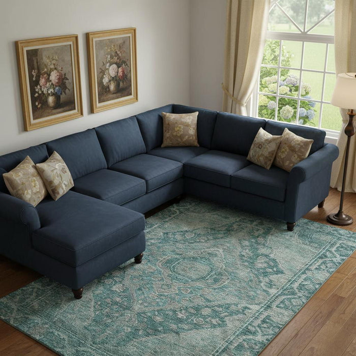 10' X 14' Oriental Washable Area Rug With UV Protection (700559) - Teal / Gray