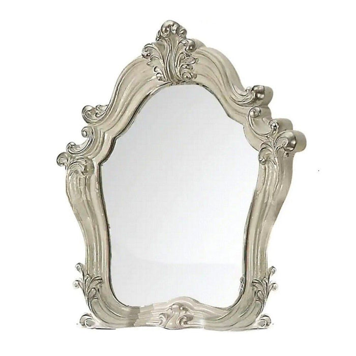 47"bAbstract Framed Antiqued Glass Mounted Dresser Mirror - White / Silver
