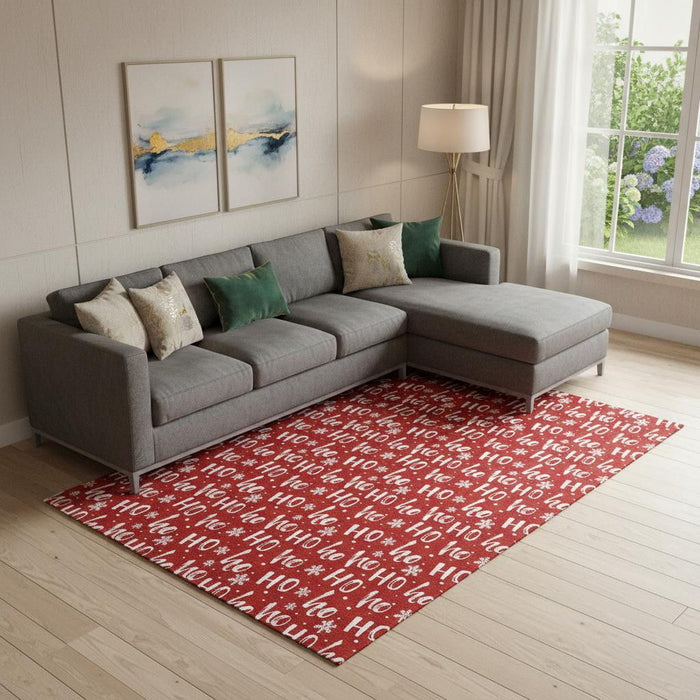 10' X 14' Abstract Geometric Washable Area Rug With UV Protection (701816) - Red / Ivory