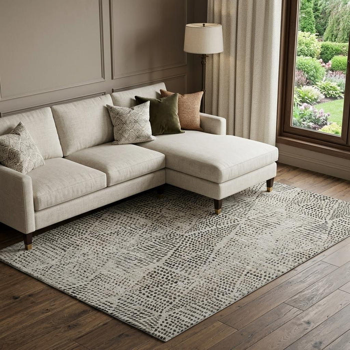 8' X 10' Diamond Washable Area Rug With UV Protection (650576) - Gray / Black