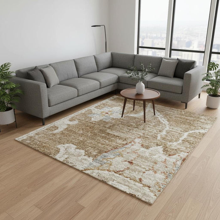 8' X 10' Floral Distressed Area Rug (564169) - Brown