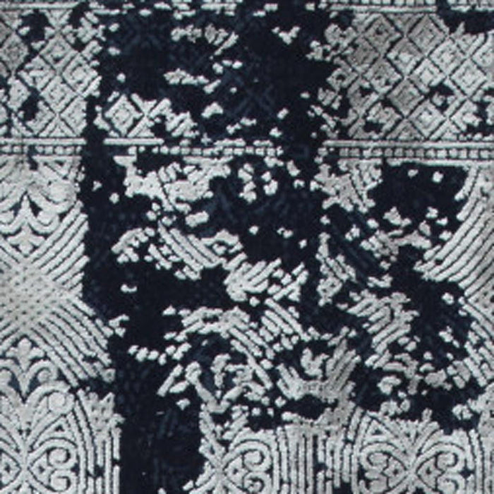 7' X 10' Abstract Distressed Area Rug With Fringe (722507) - Gray / Navy Blue