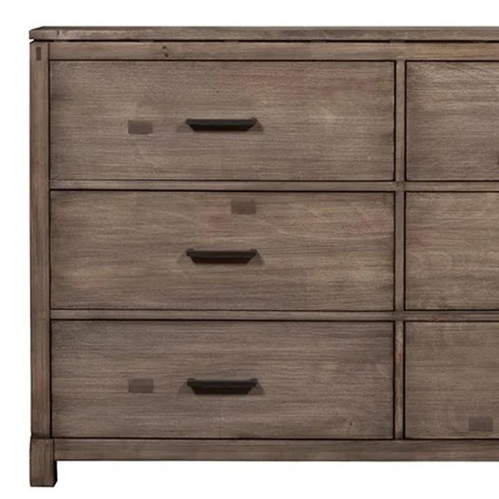 Solid Six Drawer Double Dresser - Gray