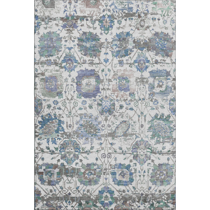 10' X 14' Oriental Washable Area Rug With UV Protection (699514) - Ivory / Blue / Gray