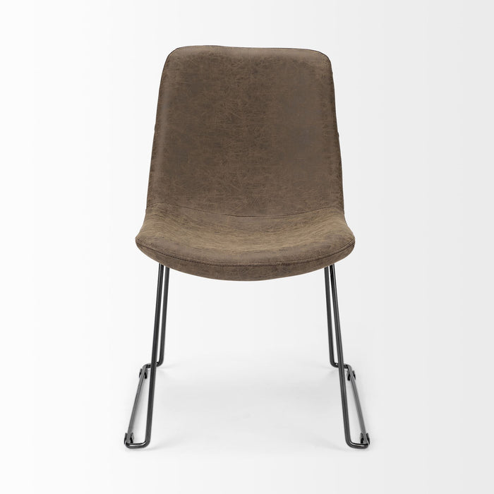 Upholstered Faux Leather Dining Side Chair - Brown