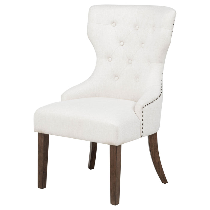 Baney Fabric Upholstered Dining Side Chair Beige and Dark Oak
