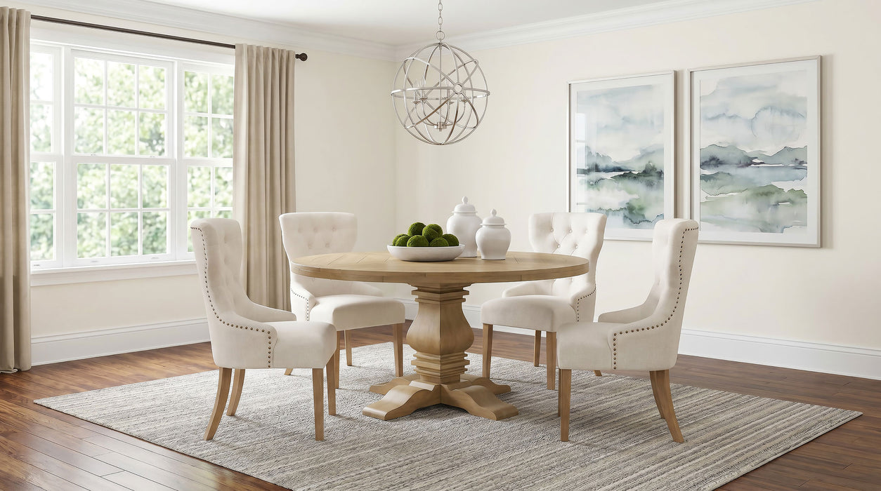 Baney Fabric Upholstered Dining Side Chair Beige and Rustic Honey