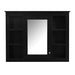Giga wall-mounted medicine cabinet with mirror, featuring six open shelves and adjustable interior storage.