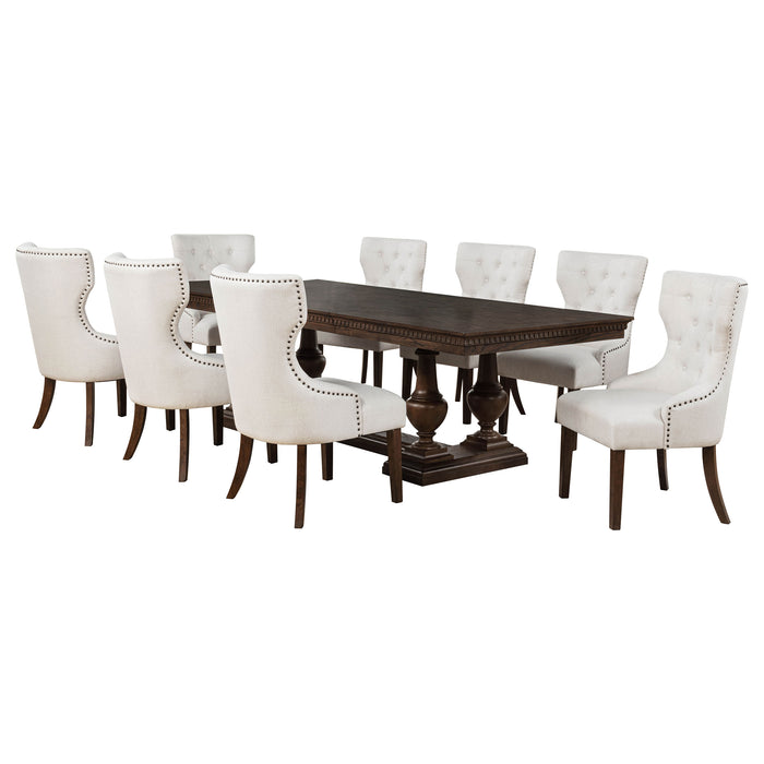 Ridgewell 9-piece Rectangular Trestle Dining Set Dark Oak