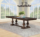 Dark oak Ridgewell rectangular trestle dining table by CoasterEveryday, showcasing its sturdy wooden design and elegant finish.