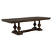 Rectangular Ridgewell Trestle Dining Table in dark oak wood, sturdy furniture piece with a modern rustic design.