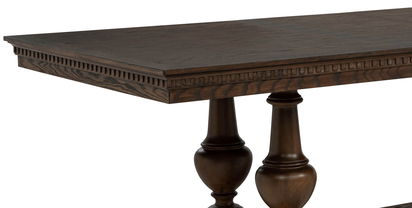 Dark oak Ridgewell rectangular trestle dining table by CoasterEveryday, showcasing sturdy wooden construction and a sleek, modern design.