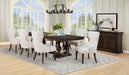 Dark oak Ridgewell rectangular trestle dining table by CoasterEveryday featuring a sturdy wooden frame and spacious surface.