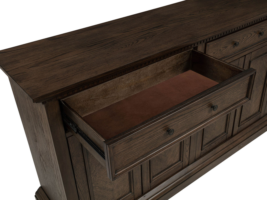 Ridgewell 2-drawer 4-door Dining Server Dark Oak