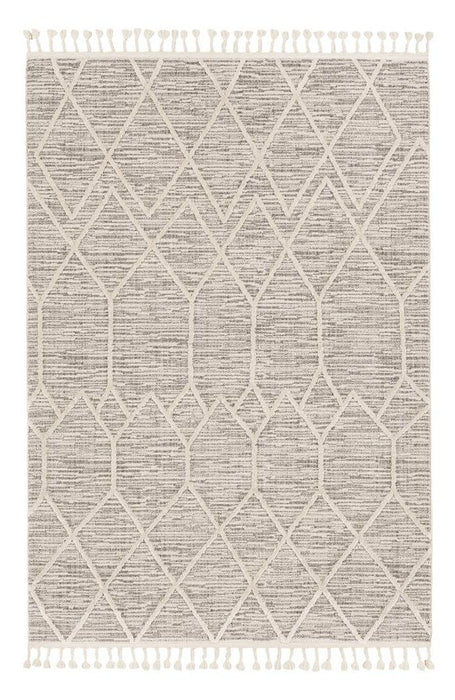8' x 11' Machine Woven Geometric Indoor Area Rug - Ivory Gray