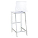 Tolbert 5-piece glass top bar table set with chrome finish and acrylic chairs, designed for modern home or bar area.