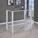 CoasterEssence Tolbert 47-inch rectangular glass top bar table with chrome frame, modern furniture for dining or bar area.