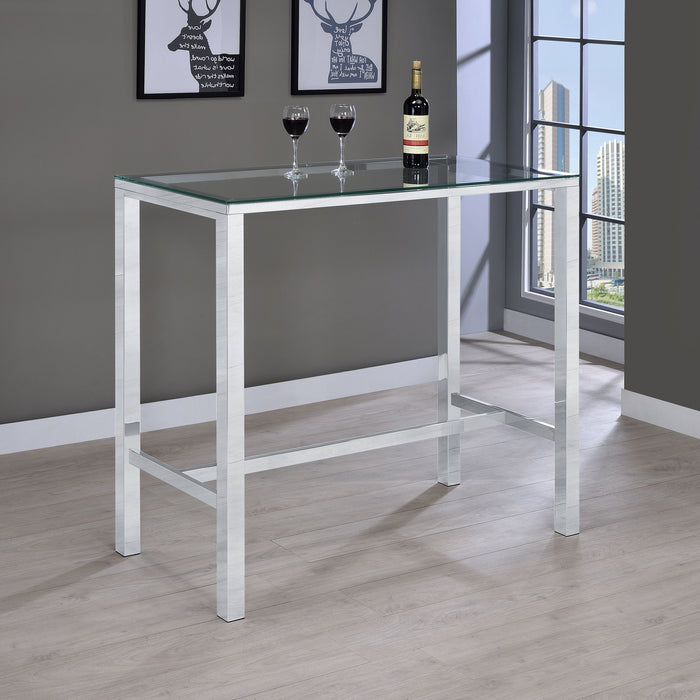 Tolbert 47-inch Rectangular Tempered Glass Top Bar Table Chrome