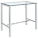 CoasterEssence Tolbert 47-inch rectangular bar table with tempered glass top and chrome legs, modern furniture for home or bar area.