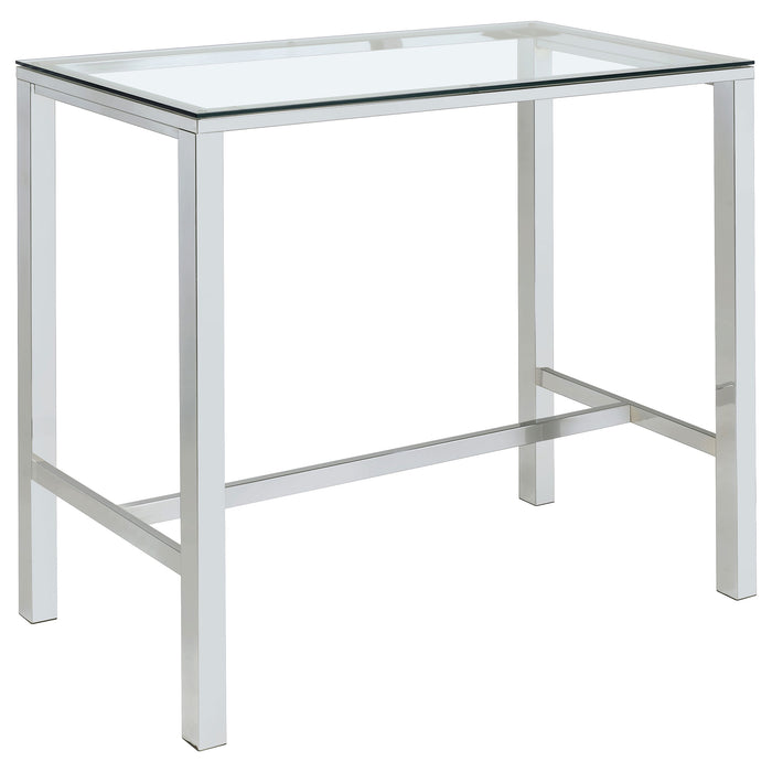Tolbert 47-inch Rectangular Tempered Glass Top Bar Table Chrome