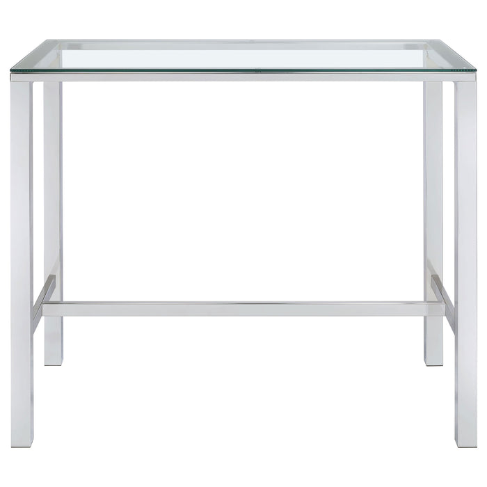 Tolbert 47-inch Rectangular Tempered Glass Top Bar Table Chrome