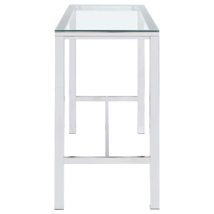 Tolbert 47-inch Rectangular Tempered Glass Top Bar Table Chrome
