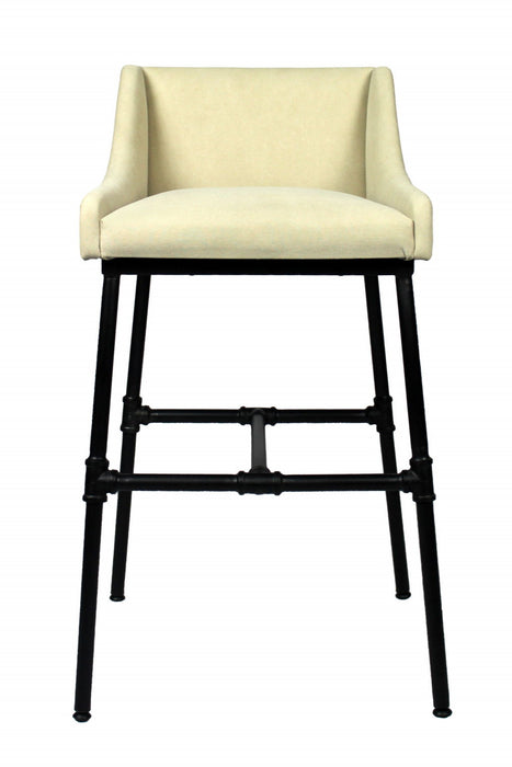 Upholstered Linen Dining Arm Chair - Black / Natural