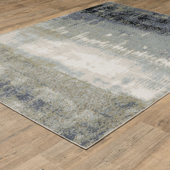 10' x 13' Abstract Power Loom Stain Resistant Area Rug - Blue Green Gray And Beige