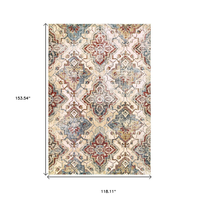 10' X 13' Oriental Area Rug - Ivory And Gold
