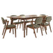 Dark walnut Malone 7-piece rectangular dining table set by CoasterEveryday with matching chairs, showcasing a modern furniture design.