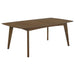 CoasterEssence Malone dark walnut rectangular wood dining table, 78 inches long, with sturdy legs and smooth tabletop surface.