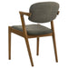 Set of two CoasterEssence Malone padded wood dining arm chairs with dark walnut finish and cushioned seats.
