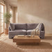 Velvet upholstered two-piece loveseat from Meridian Furniture's Hammond stationary sectional, showcasing plush fabric and modern design.
